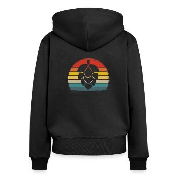 Bier Alkohol Hopfen Malz Brauer Brauerei Geschenk - Frauen Premium Bio Zip Hoodie - Schwarz - Hinten - Julia (174cm)