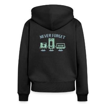 Diskette VHS-Band - Frauen Premium Bio Zip Hoodie - Schwarz - Hinten - Julia (174cm)