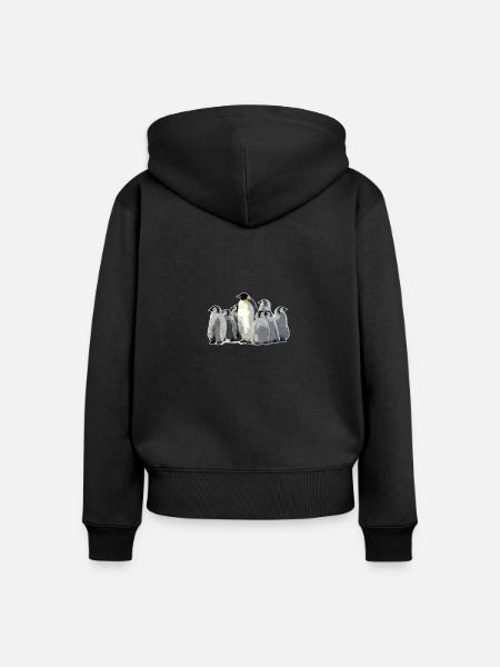 Pinguin-Vogel-Seeozean-Leben-Wassertier-Geschenk - Frauen Premium Bio Zip Hoodie - Schwarz