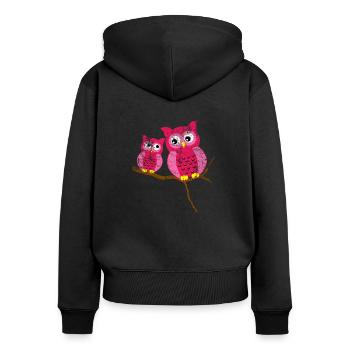 Eule Niedliches Tier - Frauen Premium Bio Zip Hoodie - Schwarz - Hinten - Julia (174cm)