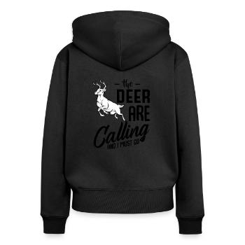 Deer Hunting Funny Sayings Cool Hunter Gift Idea - Women's Premium Organic Zip Hoodie - black - Back - Julia (174cm)