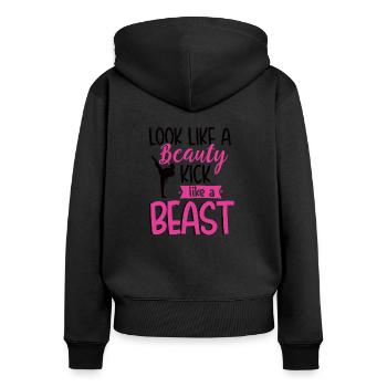 Kickbox drôle et dicton de Muay Thai pour les filles - Sweat à capuche zippé Premium bio Femme - noir - Dos - Julia (174cm)