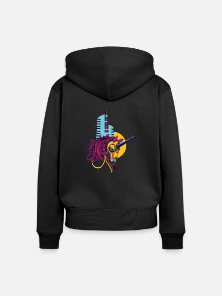 Einhörner Sind Echt - Frauen Premium Bio Zip Hoodie - Schwarz