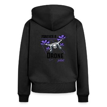 drones - Sweat à capuche zippé Premium bio Femme - noir - Dos - Julia (174cm)
