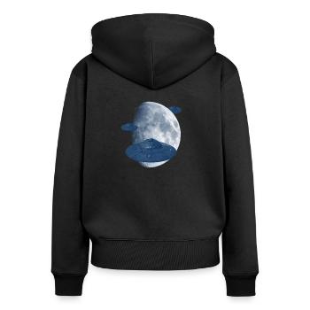 Attaque d'OVNI - Sweat à capuche zippé Premium bio Femme - noir - Dos - Julia (174cm)