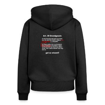 Artikel 20 Grundgesetz Widerstand - Frauen Premium Bio Zip Hoodie - Schwarz - Hinten - Julia (174cm)