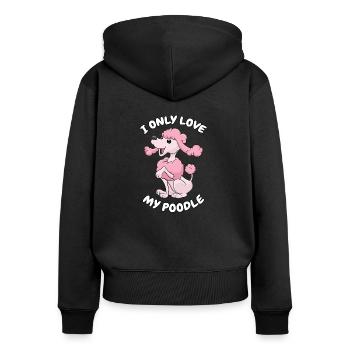 J'adore mon cadeau Poodle Chien propriétaire Poodle - Sweat à capuche zippé Premium bio Femme - noir - Dos - Julia (174cm)