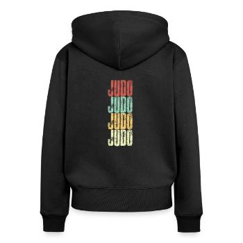 Judo Vintage - Frauen Premium Bio Zip Hoodie - Schwarz - Hinten - Julia (174cm)