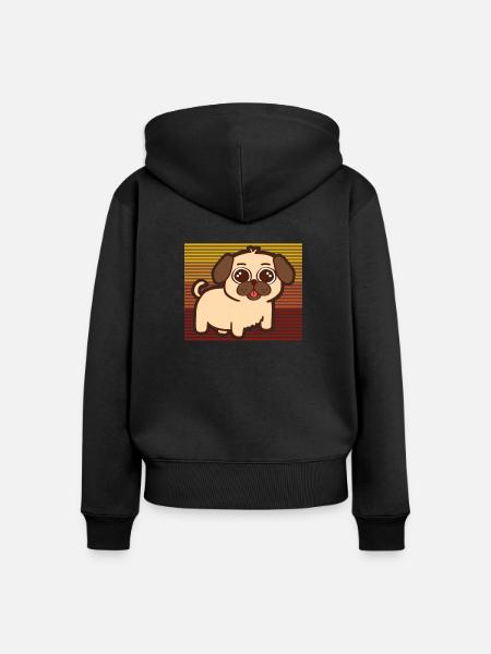Mops Hund Welpe Welpe - Frauen Premium Bio Zip Hoodie - Schwarz