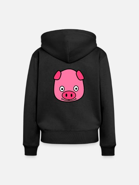Schweinchen - Frauen Premium Bio Zip Hoodie - Schwarz