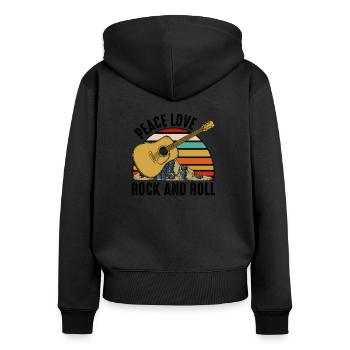 Gitarren - Frauen Premium Bio Zip Hoodie - Schwarz - Hinten - Julia (174cm)