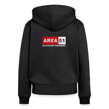 Zone 51 Personnel autorisé - Sweat à capuche zippé Premium bio Femme - noir - Dos - Julia (174cm)