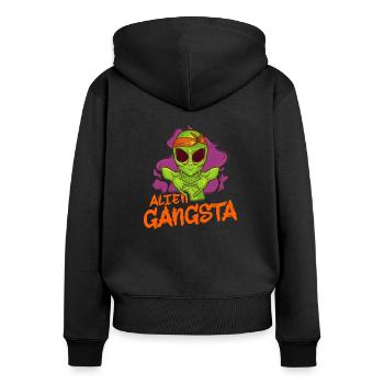 Alien Gangster Aliens Auserirrdischer Geschenk - Frauen Premium Bio Zip Hoodie - Schwarz - Hinten - Julia (174cm)