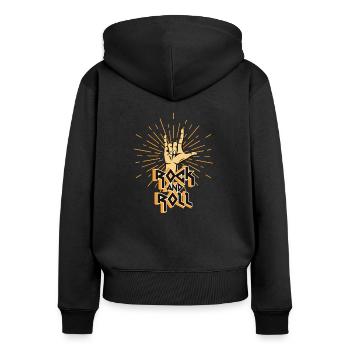 Rock and roll - Sweat à capuche zippé Premium bio Femme - noir - Dos - Julia (174cm)