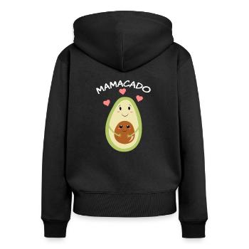 Mamacado - Avocat comme motif de maman pour les femmes enceintes - Sweat à capuche zippé Premium bio Femme - noir - Dos - Julia (174cm)