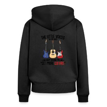 Gitarren - Frauen Premium Bio Zip Hoodie - Schwarz - Hinten - Julia (174cm)