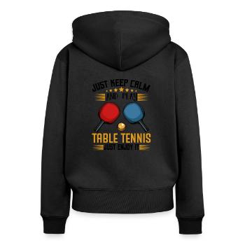 Ping Pong Funny Sayings Table Tennis Cool Gift - Women's Premium Organic Zip Hoodie - black - Back - Julia (174cm)