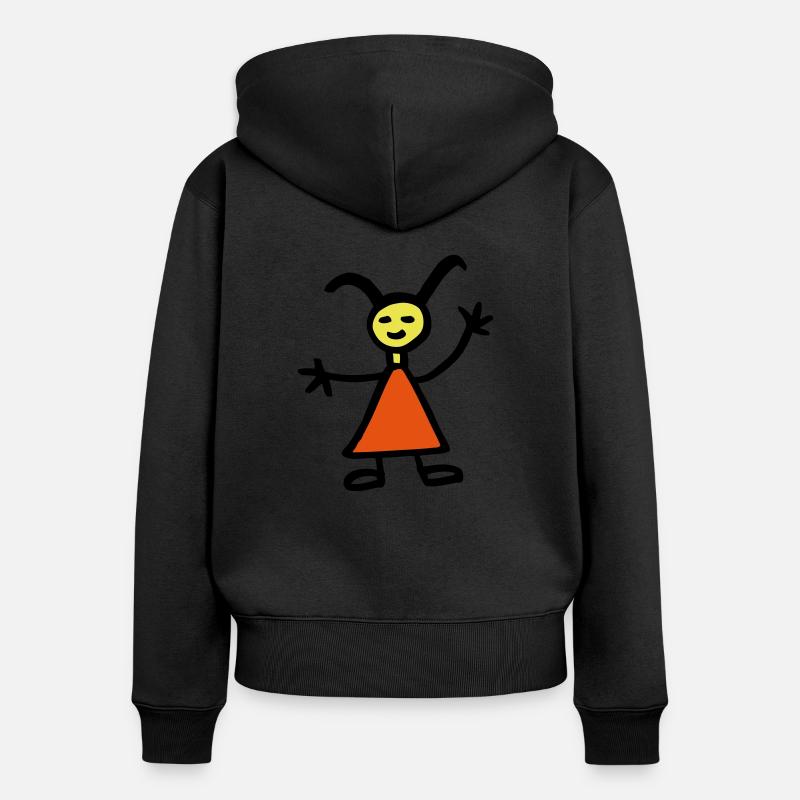 fille - Sweat à capuche zippé Premium bio Femme - noir