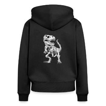 Té-rex squelette dino osseux paléontologue géologie - Sweat à capuche zippé Premium bio Femme - noir - Dos - Julia (174cm)