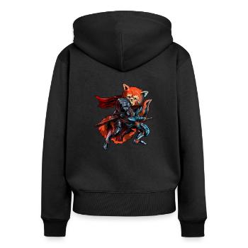 Ritter Roter Panda Kavalier Schwert Edler Krieger Geschenk - Frauen Premium Bio Zip Hoodie - Schwarz - Hinten - Julia (174cm)