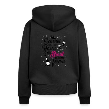 Braut Feier Junggesellinnenabschied JGA Geschenk - Frauen Premium Bio Zip Hoodie - Schwarz - Hinten - Julia (174cm)