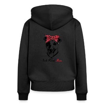 Jack Russell Maman - Sweat à capuche zippé Premium bio Femme - noir - Dos - Julia (174cm)