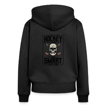 Eishockey - Frauen Premium Bio Zip Hoodie - Schwarz - Hinten - Julia (174cm)