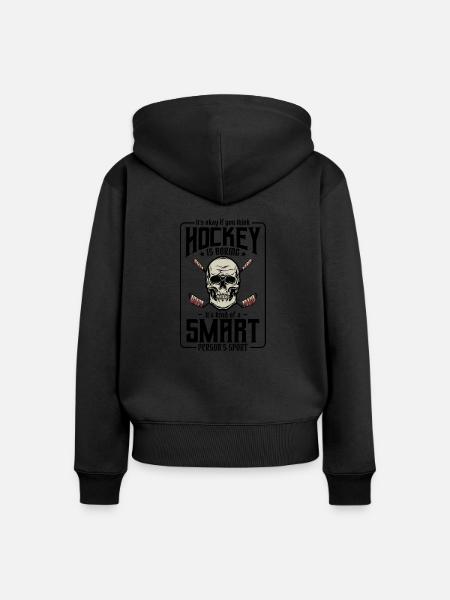 Eishockey - Premium økologisk hoodie med lynlås til kvinder - sort