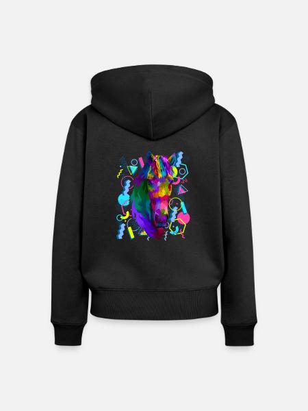 Pferd Lieblingstier - Frauen Premium Bio Zip Hoodie - Schwarz