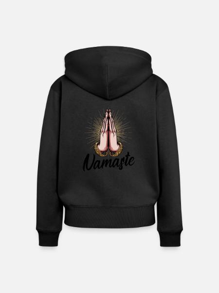 Yoga - Frauen Premium Bio Zip Hoodie - Schwarz