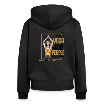 yoga - Women's Premium Organic Zip Hoodie - black - Back - Julia (174cm)