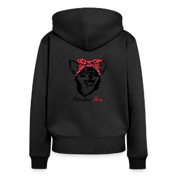 Chihuahua Mama - Frauen Premium Bio Zip Hoodie - Schwarz - Hinten - Julia (174cm)