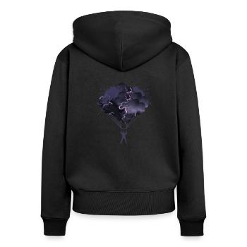 Fallschirm Gewitter skydive skydiving blitz - Frauen Premium Bio Zip Hoodie - Schwarz - Hinten - Julia (174cm)