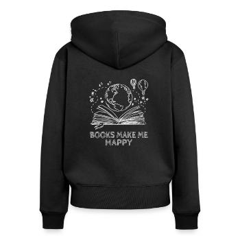 LIVRES MEKE HAPPY - Livres - Lecture - Chemise - Sweat à capuche zippé Premium bio Femme - noir - Dos - Julia (174cm)