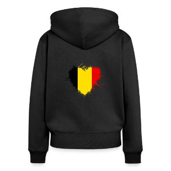 Belgique Drapeau coeur - Sweat à capuche zippé Premium bio Femme - noir - Dos - Julia (174cm)