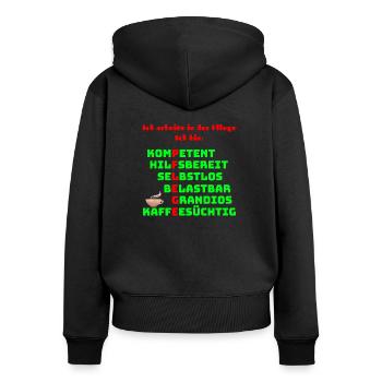Gesundheitswesen - Pflege - Krankenhaus - Geschenk - Frauen Premium Bio Zip Hoodie - Schwarz - Hinten - Julia (174cm)