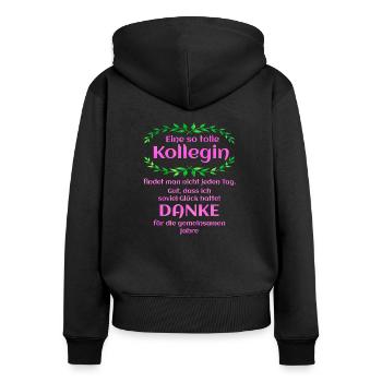Danke - Kollegin - Geschenk - Arbeit - Büro - Job - Frauen Premium Bio Zip Hoodie - Schwarz - Hinten - Julia (174cm)
