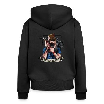 Photographer - Women's Premium Organic Zip Hoodie - black - Back - Julia (174cm)