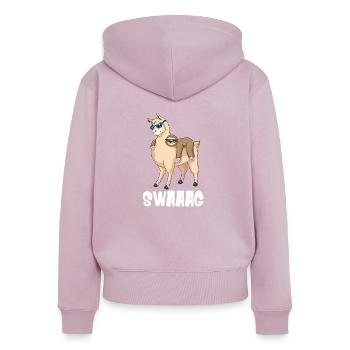 Swag Lustiges Geschenk - Frauen Premium Bio Zip Hoodie - Altrosa - Hinten - Julia (174cm)