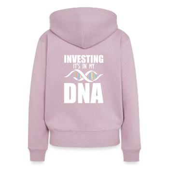 Investieren Aktien Börse - Frauen Premium Bio Zip Hoodie - Altrosa - Hinten - Julia (174cm)