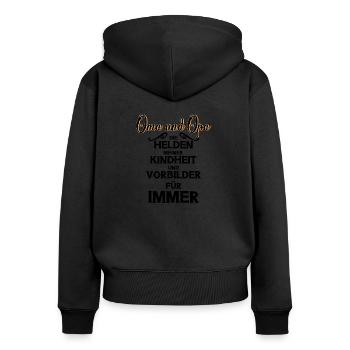 Oma Opa Kindheit Vorbilder Helden - Frauen Premium Bio Zip Hoodie - Schwarz - Hinten - Julia (174cm)