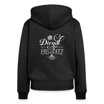 Mei Dirndl Ersatz lustige Sprüche fun - Frauen Premium Bio Zip Hoodie - Schwarz - Hinten - Julia (174cm)