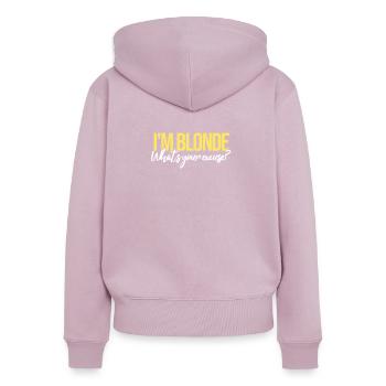 I'm Blonde What's Your Excuse? | Blondine, Blond - Frauen Premium Bio Zip Hoodie - Altrosa - Hinten - Julia (174cm)