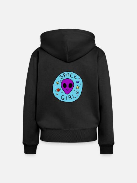 Space Girl - Frauen Premium Bio Zip Hoodie - Schwarz