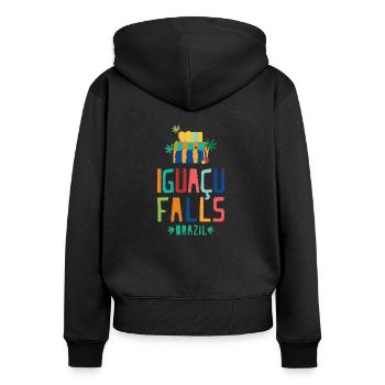 Iguazú Wasserfälle - Brasilien - Frauen Premium Bio Zip Hoodie - Schwarz - Hinten - Julia (174cm)