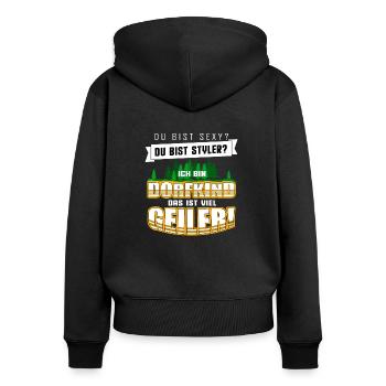 Dorfkind Dorfkinder Landwirtschaft Lustig Geschenk - Frauen Premium Bio Zip Hoodie - Schwarz - Hinten - Julia (174cm)