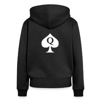 Queen of Spades | Hot Wife, Cuckold, Cheating - Sweat à capuche zippé Premium bio Femme - noir - Dos - Julia (174cm)