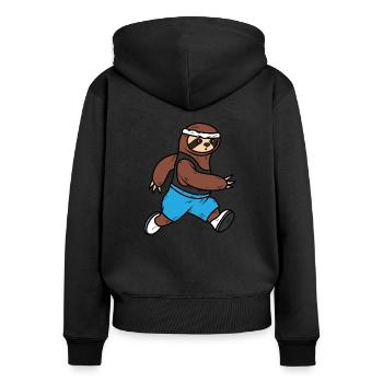 Sloth Running Sloth Athlete - Women's Premium Organic Zip Hoodie - black - Back - Julia (174cm)