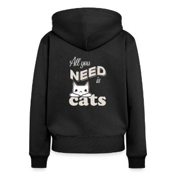 Chat-chat-tout ce dont vous avez besoin est des chats - chats - chemise - Sweat à capuche zippé Premium bio Femme - noir - Dos - Julia (174cm)