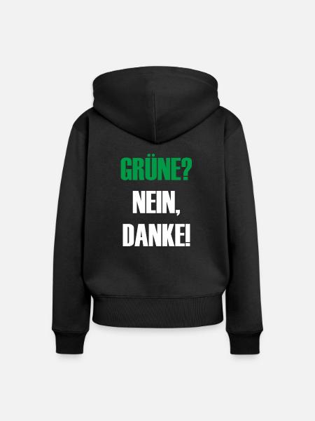 Grüne nein Danke! - Frauen Premium Bio Zip Hoodie - Schwarz